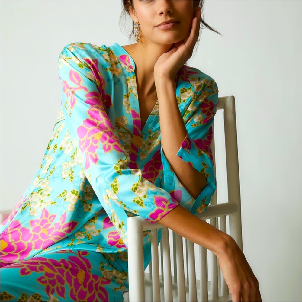Natori Caftans Harumi Satin Zip Caftan Size Medium